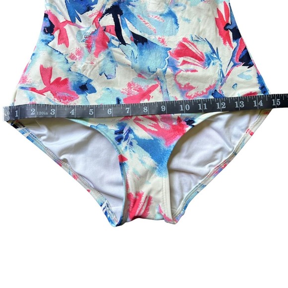 Vince Camuto Swimsuit Size 6 One Piece Maillot Keyhole Neck, White Floral Print - Picture 4 of 7